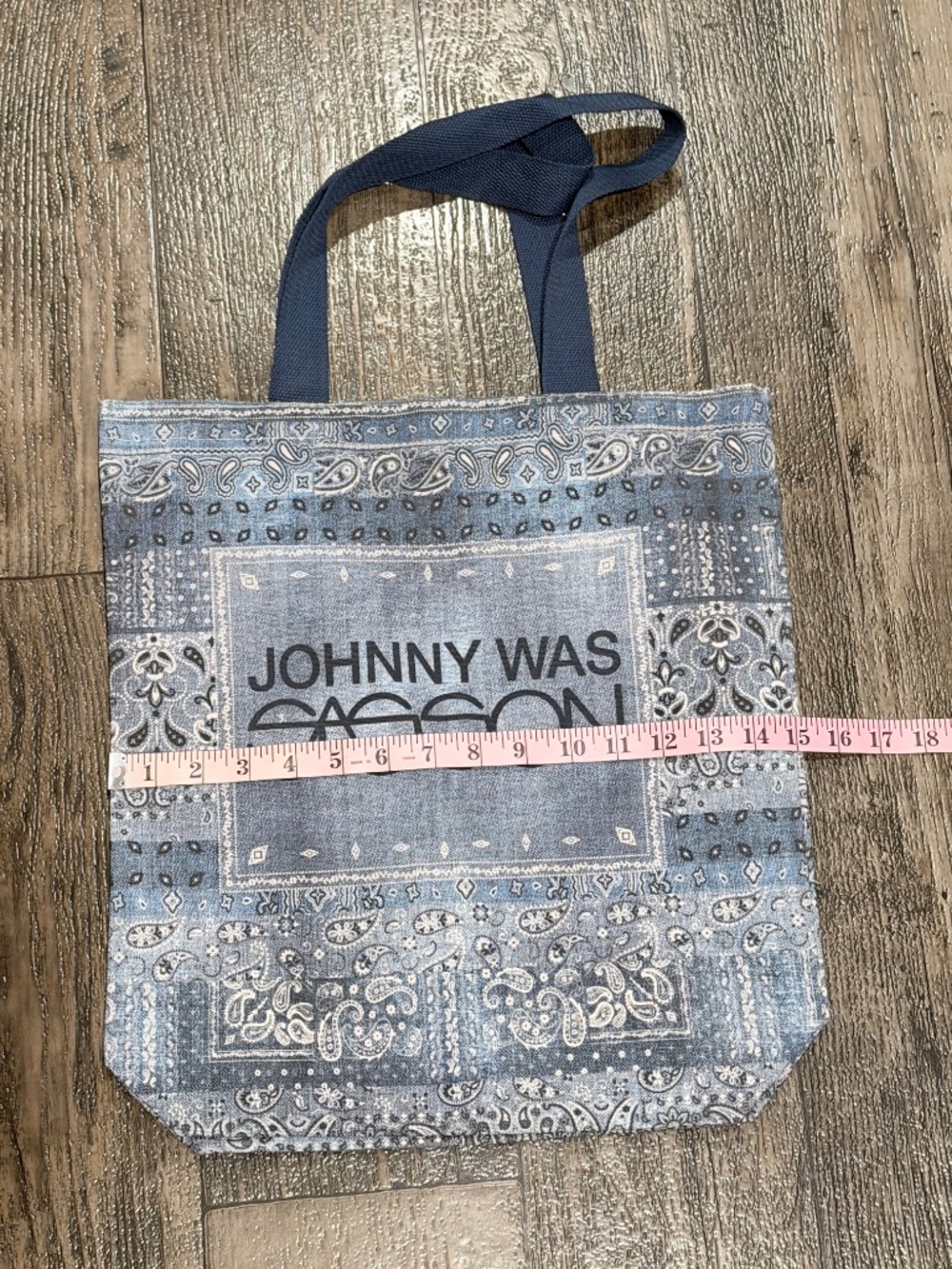 Rare Johnny Was x Sasson Collaboration Limited Ed Denim Canvas Tote Bag NWOT - Picture 4 of 6